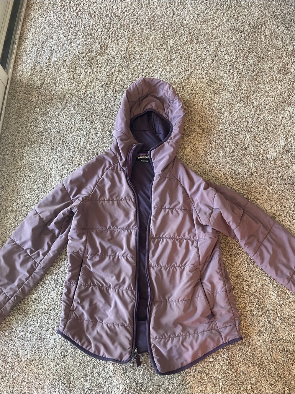 Patagonia Lavender Hooded Puffer Jacket